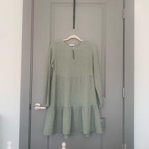 beachlunchlounge Green Tiered Ruffled Sundress with Bishop Sleeves